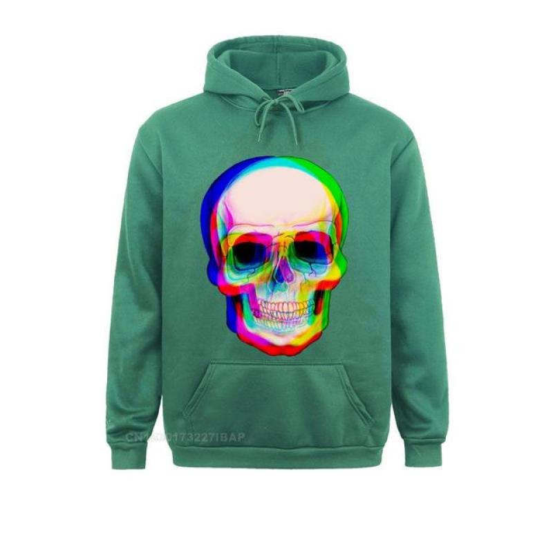 Vaporwave Neon Skull Techno Hipster Hooded Pullover Aesthetic Skull Watercolor Rainbow Space Skull Funny Tshirt For Men Camisa