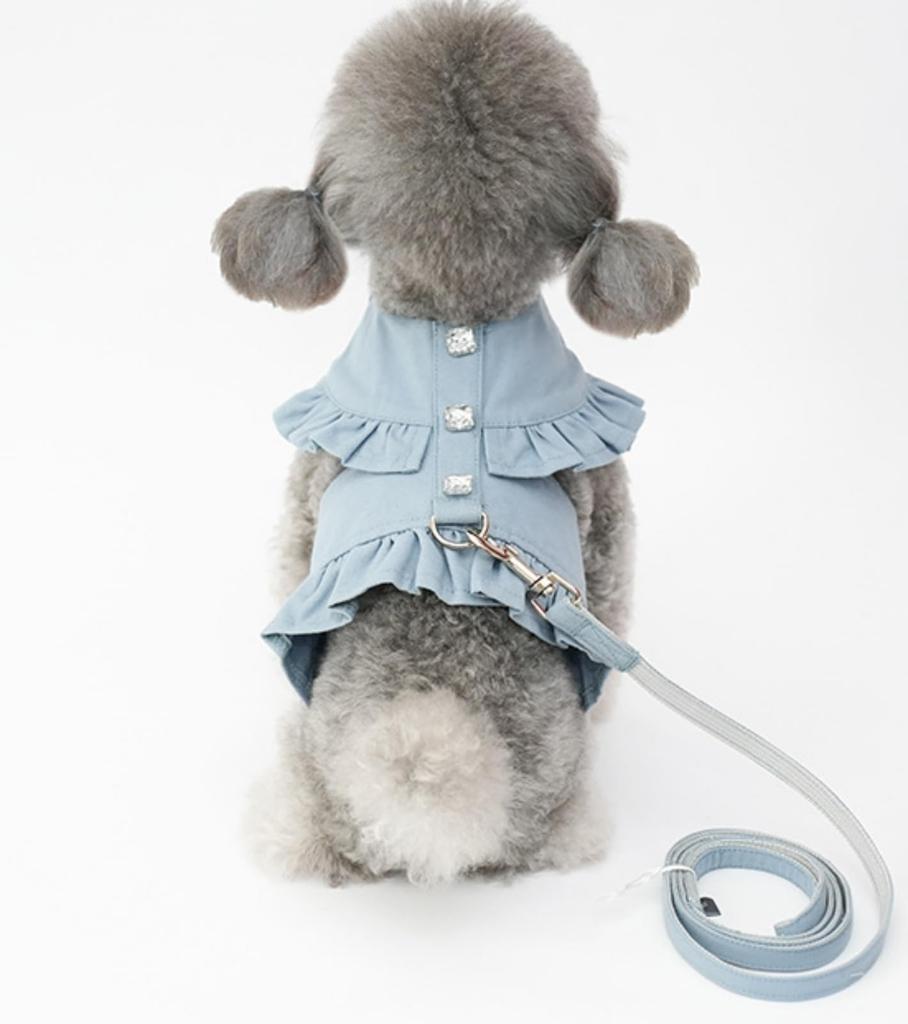 Frilled Clothing Harness with Glitter Decorations and Easy to Put On and Take Includes Matching Fabric Dog Walking for Dogs and Pet Use [Lady glamour]