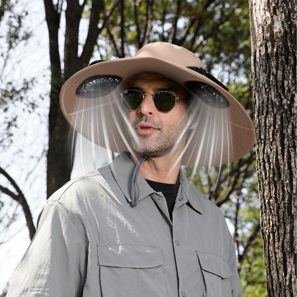 Solar-Powered Fan Hat with Built-in Dual Fans – Rechargeable & UPF 50+ Sloar Fan Cap for Outdoor Adventures (with A Pair of White Arm Sleeves)