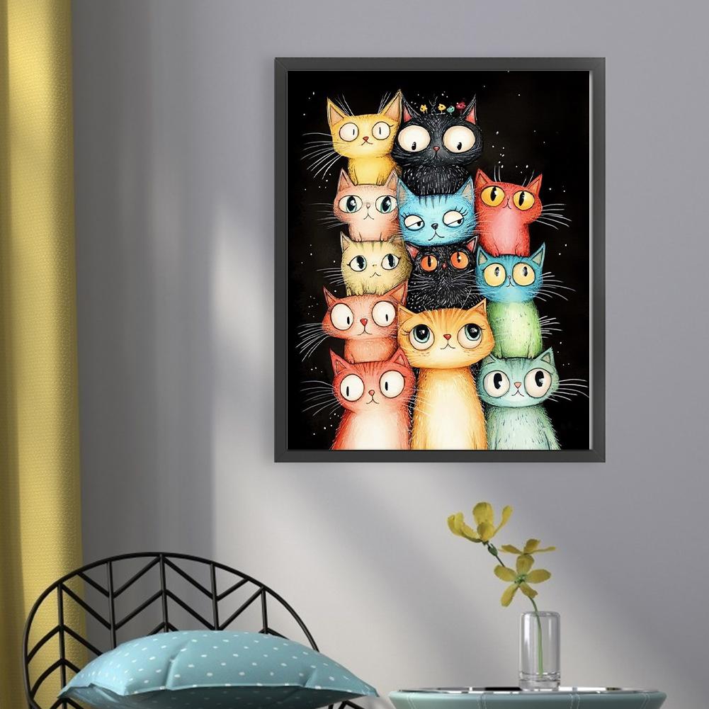 Vollständige Stickerei Öko-Baumwollfaden 11CT gedruckt Katze Kreuzstich Kit Kunst