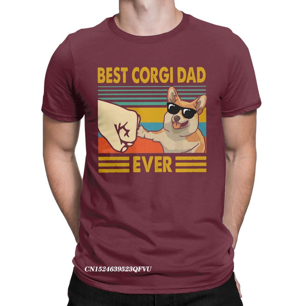 Pánská trička Nejlepší táta Corgi všech dob Vtipný majitel Corgi Skvělé bavlněné tričko Pes Zvíře Tričko Kulatý výstřih Oblečení Nápad na dárek