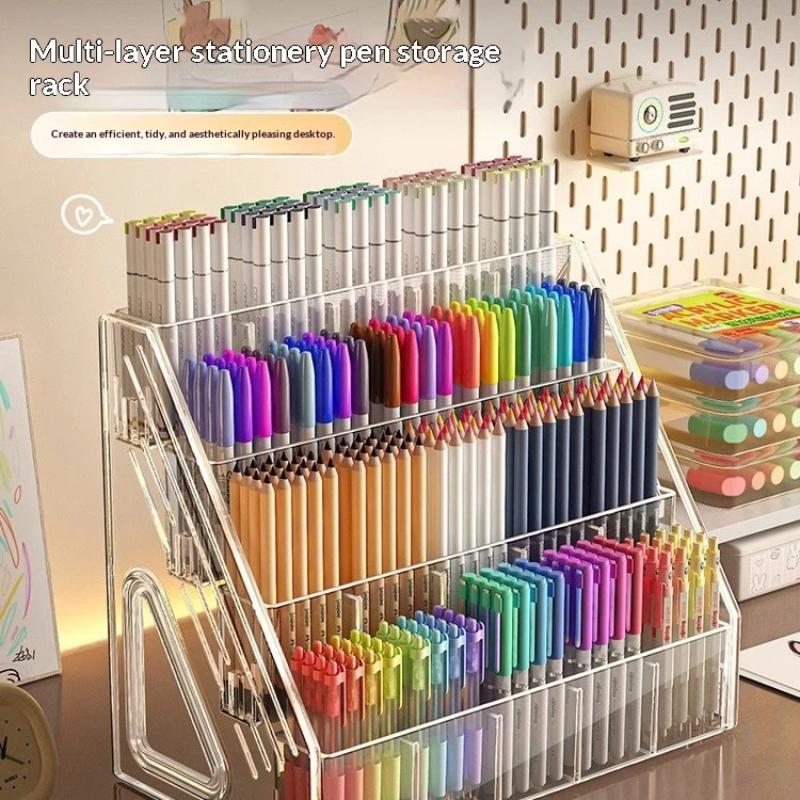 Multifunction Acrylic Desk Organizer DIY Pen Storage with Spacious Compartments for Office and School