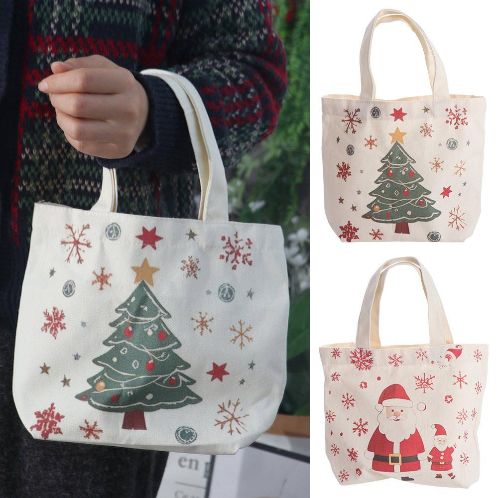 Large Capacity Christmas Canvas Gift Bag Cartoon Merry Christmas Decor  Party Favors
