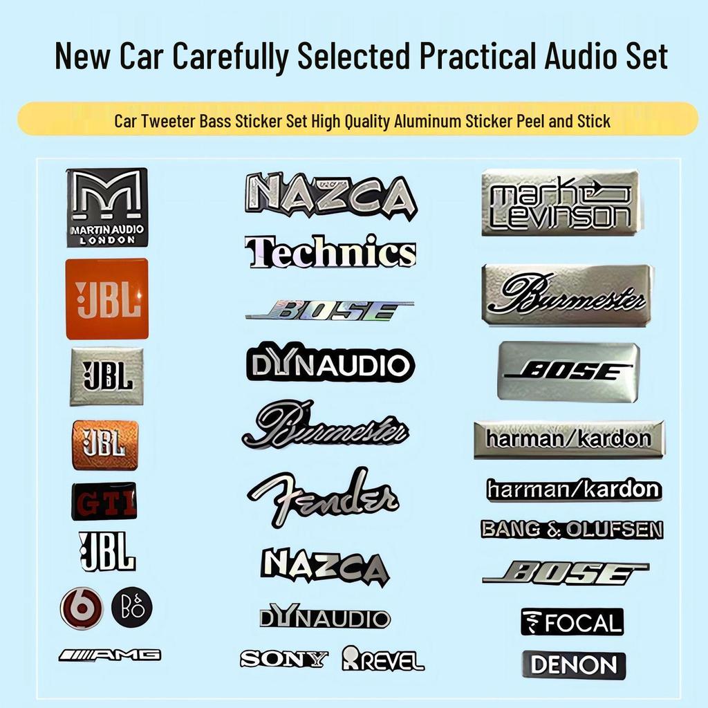 Dekorative Metallaufkleber für Auto-Audio-Lautsprecher von Bose, Harman Kardon, JBL.