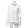 Classic French retro women's clothing, versatile fungus edge doll collar white lapel long-sleeved shirt top women's autumn
