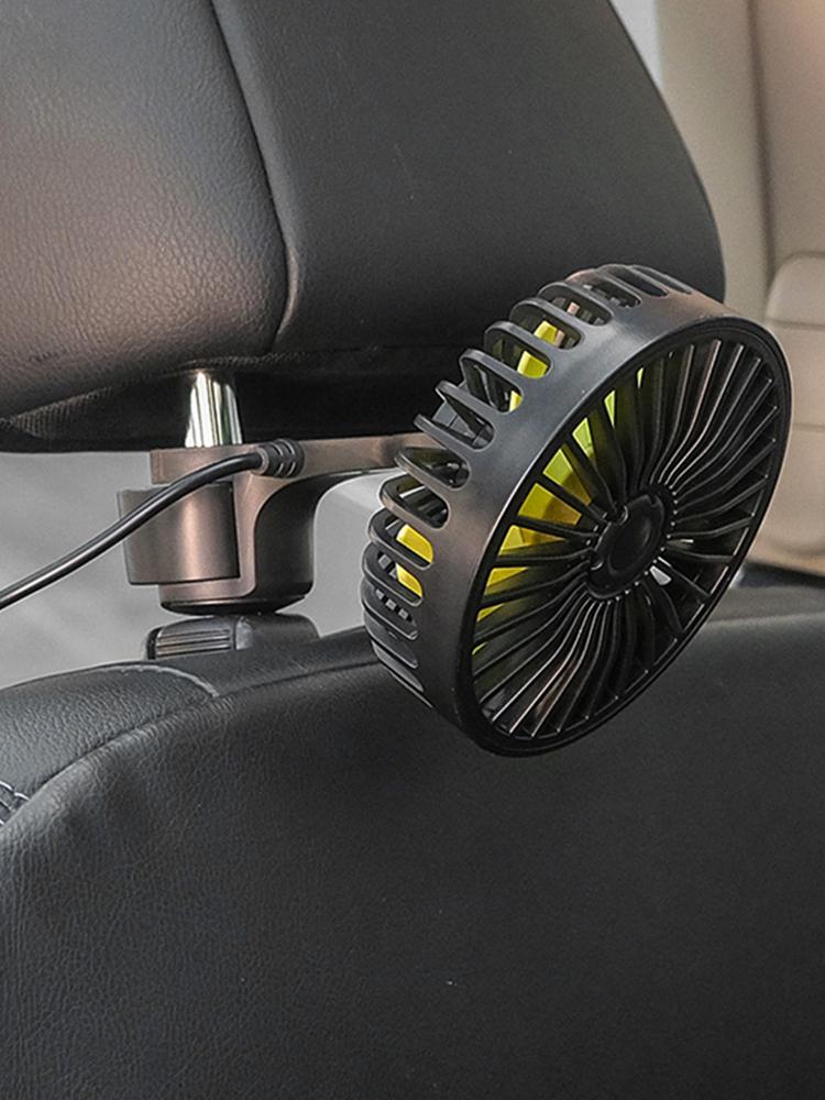 USB Car Cooling Fan 3 Speeds Car Seat Headrest Fan 360 Rotatable Cooling Backseat Fan Summer Accessories for Sedan SUS RV Truck