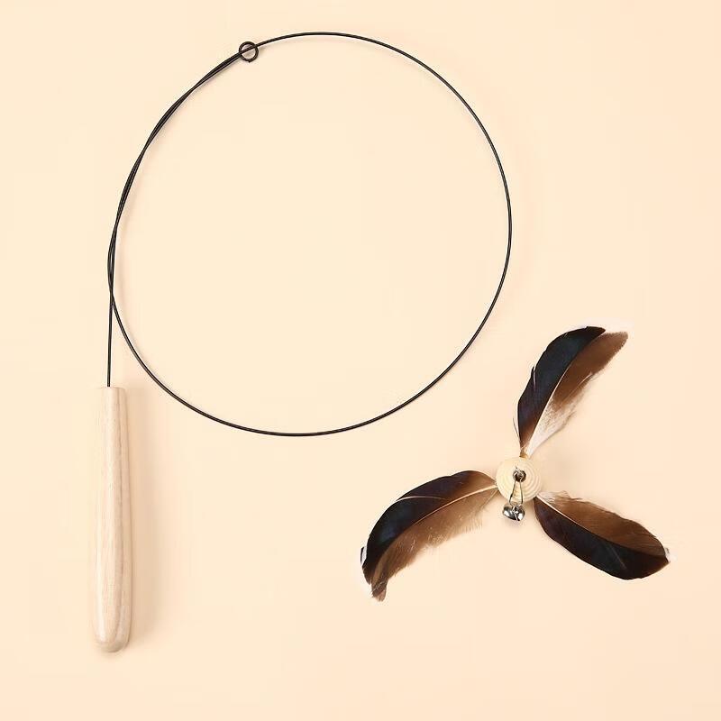 Junchu Wooden Handle Cat Teaser Wand Set