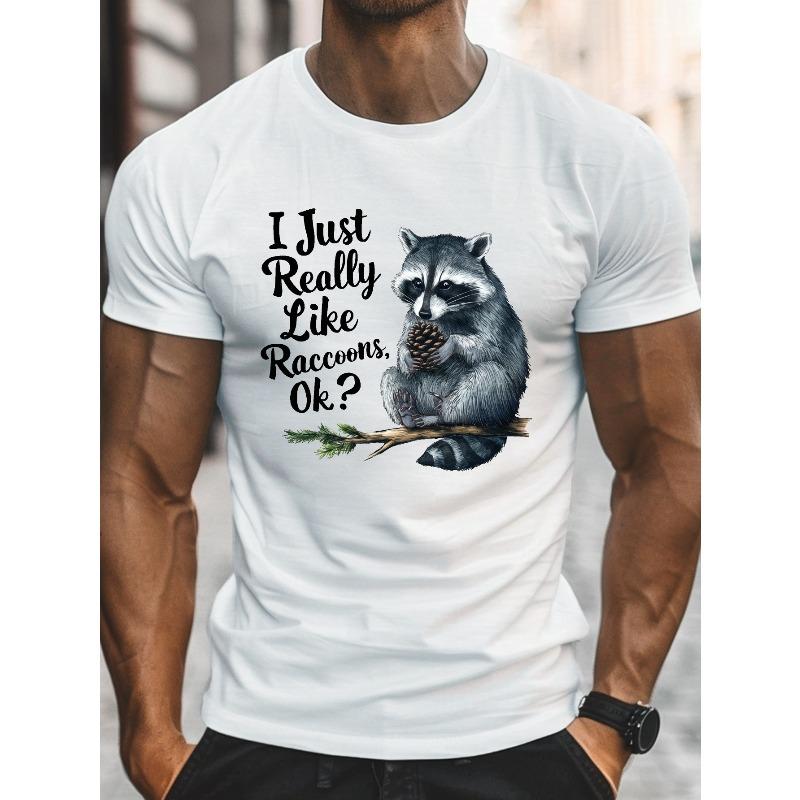 

Мужская повседневная футболка большого размера с круглым вырезом, с принтом енота и шишки, геометрическим узором, дышащая ткань, стандартный крой, для повседневной носки S белый