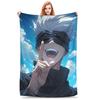 Flannel Throw Blanket Gojo Satoru Anime Jujutsu Kaisen Warm Plush Blankets Soft Bedspread for Bed Living Room Home Picnic Sofa