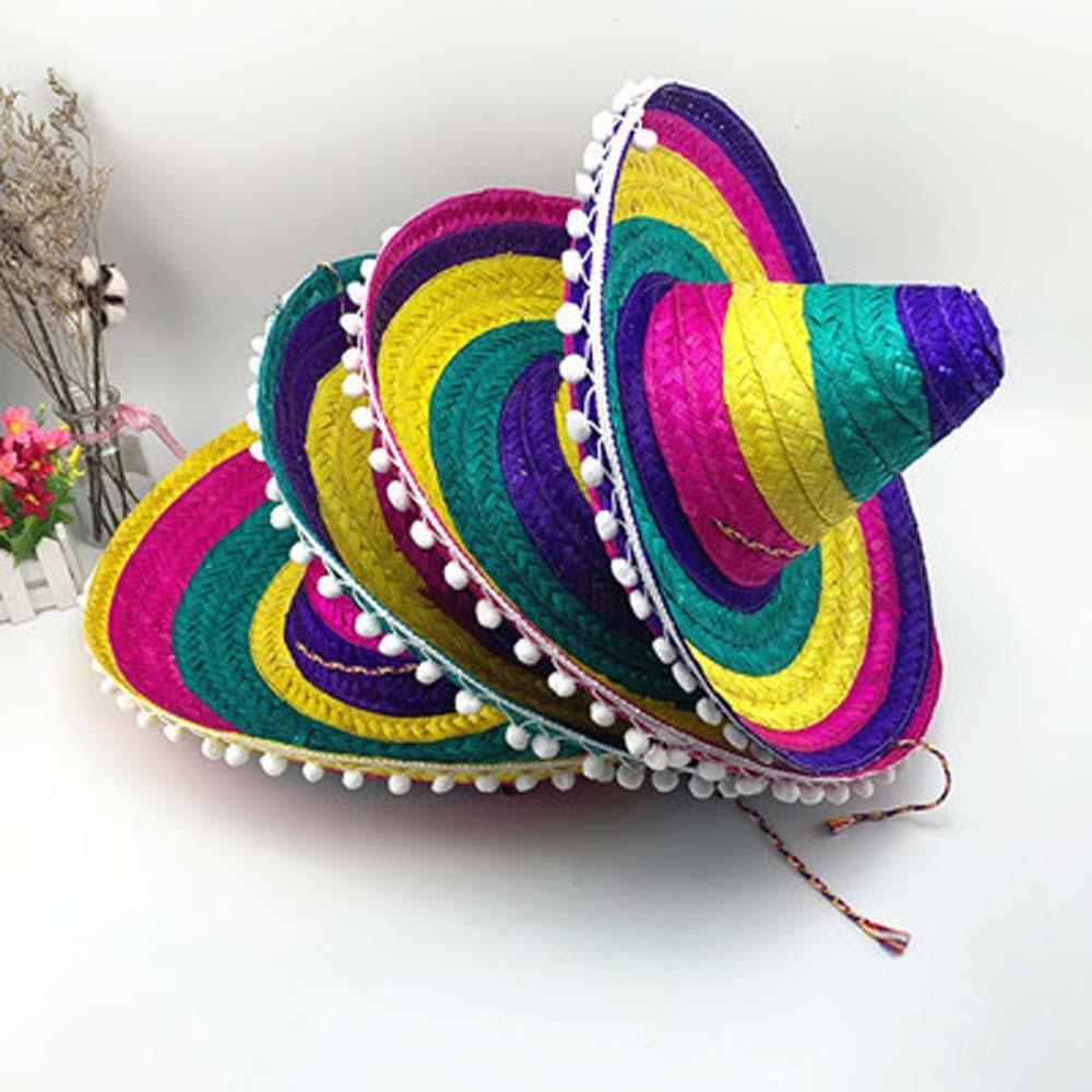 Wide Brim Mexican Party Hat Natural Straw Carnival Sombrero Outdoor Mexican Straw Hats Men Women