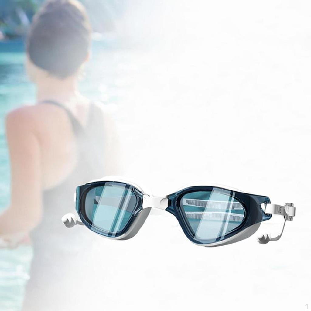 Schwimmbrille mit Ohrstöpsel Brillen Komfortable Gläser Weite Sicht Schwimmen