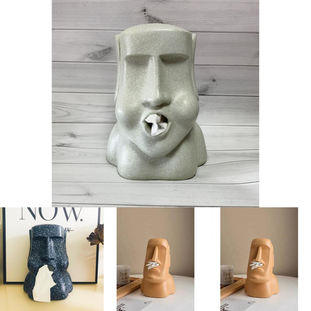 Unikátní soška Moai Krabička na kapesníky Kreativní dekorativní držák do jídelny a obývacího pokoje