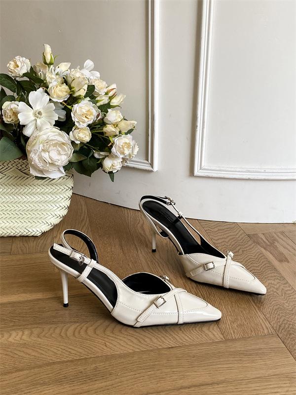 

In the spring and summer of 2025, the new pointed-toed thin-heeled high-heeled European and American fashion bag-head women s shoes with rear straps a 40 белый