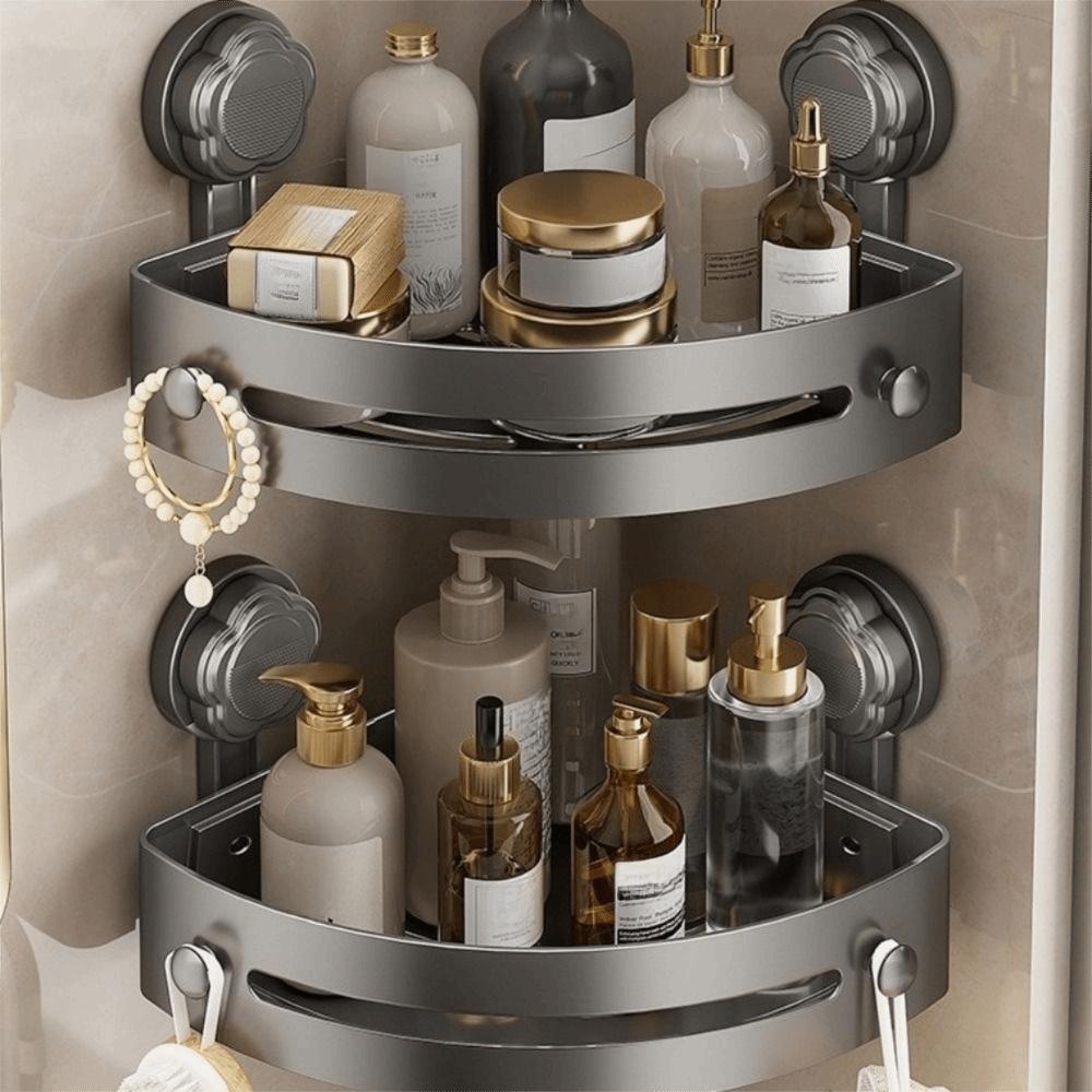 Three-story Storage Organizer Suction Cup Wall Corner Shelf Shampoo Rack Kitchen Storage