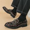 Trend Designer New  Thick Bottom Loafers New Men's Brown Patent Leather Shoes Designer Formal Wedding Dress Homecoming Footwear