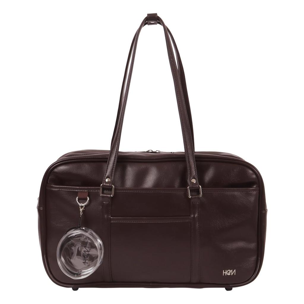 A4 B4 School Bag ST School School Bag Boston Bag PU School Boston Synthetic Leather School Mini Pouch Brown [HeM] 39-8112 [2]