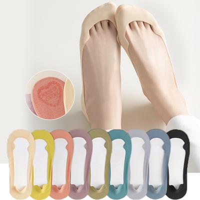 Calzini antiscivolo in silicone invisibili estivi No Show Calzini traspiranti ultrasottili Calzini da barca a taglio basso in seta di ghiaccio tinta unita