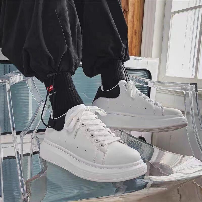 Little White Shoes Men's Shoes Platform-soled Kitchen Non-slip Work Shoes Fashionable Versatile Height-increasing Couple Tide Shoes Black Shoes