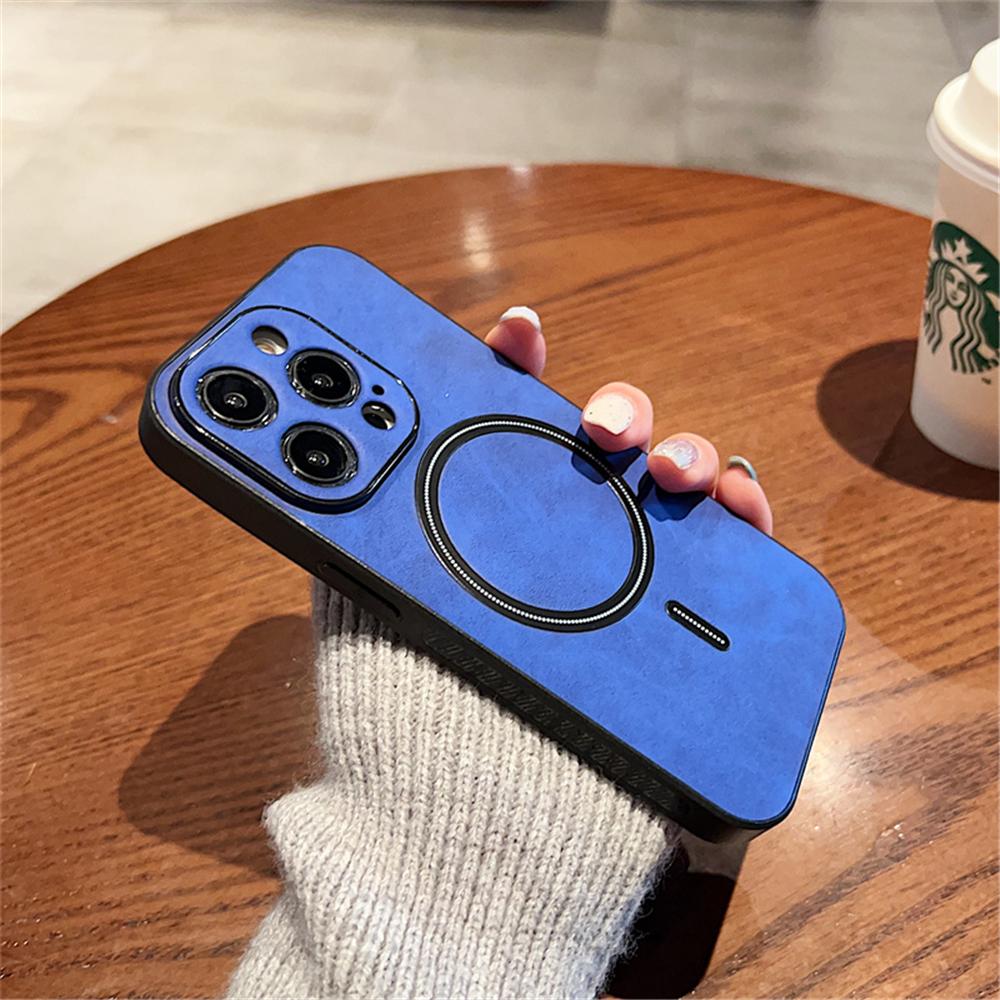 Leather For Magsafe Magnetic Case For iPhone 16 15 Pro Max 14 13 12 11 XR XS X  Wireless Charge Silicone Camera Protection Cover