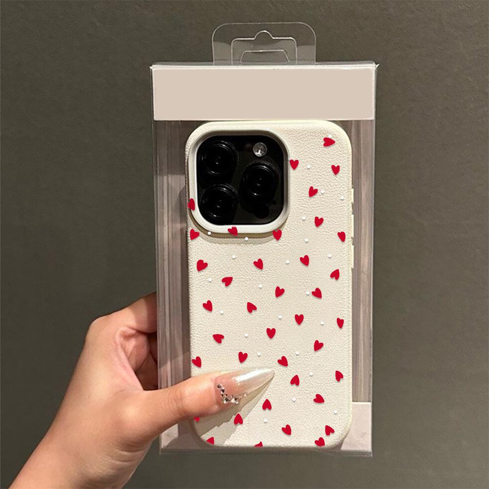 

Red Heart Polka Dot Pattern Design Protective Cover for iPhone 17 16 15 14 13 12 11 16E Series Pro Max Plus iphone 11