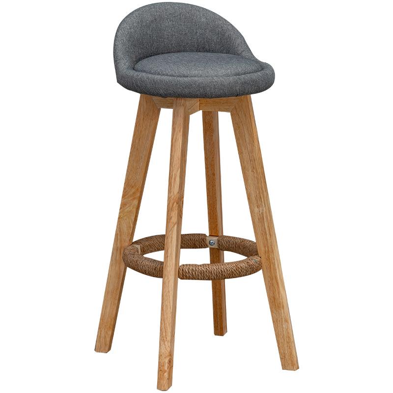 Nordic Solid Wood Swivel Bar Stool - Modern Minimalist Design for Home Bars