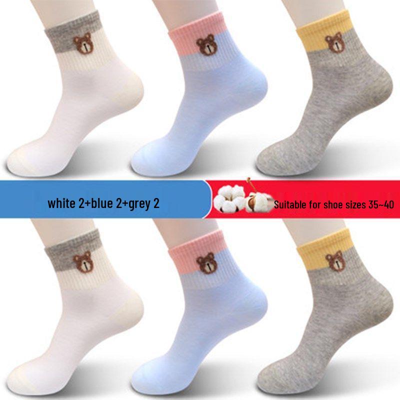 Langsha Women's Cotton Mid-Calf Socks - Autumn/Winter Breathable Odor-Resistant Chinese Style for All Seasons