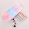 Gradient Plush Pencil Case: Cute Octagonal Stationery Box for Girls