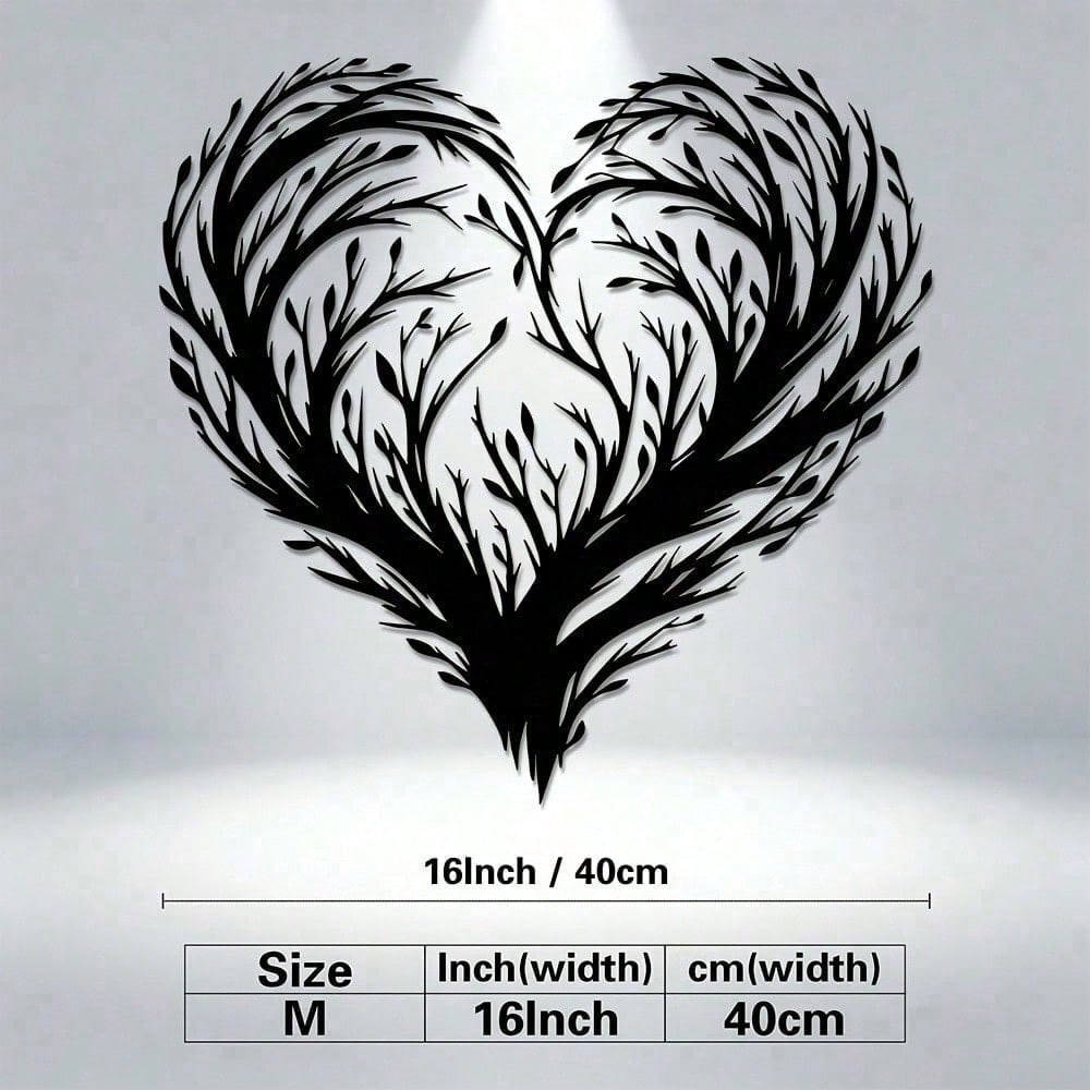Heart Shaped Metal Wall Art Elegant Leaf Design Indoor Outdoor Decor разноцветный