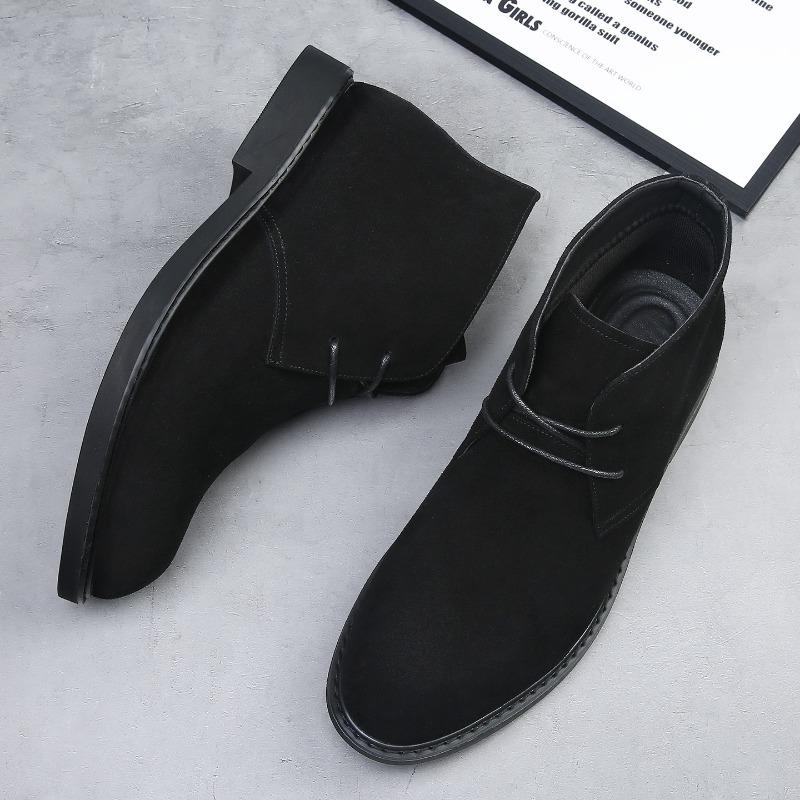 

Desert boots men s large size 4 Martin boots men s high-top British retro leather trend versatile casual leather boots 38 чёрный