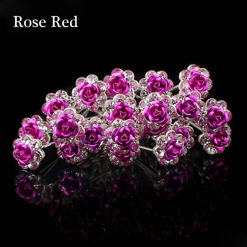 20PCS Jewelry Bridal Engagement Rhinestone Crystal Flower Hairpins Hair Clips