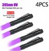 395nm Portable Clip-on Mini Ultraviolet Torch,Aluminum Alloy Blacklight for Pet UrineStains Indoor Outdoor Inspection Tool