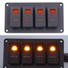 4 Gang Rocker Switch Panel LED Backlight 5‑Pin Overheat Protection for 12V 24V Vehicle Marine Yacht BoatOrange Light
