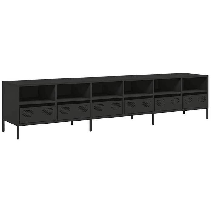 VidaXL TV Cabinet Black 202x39x43.5 Cm Cold-rolled Steel, TV Bench, Metal Furniture, Multimedia Furniture, TV Sideboard, Furniture 3307155