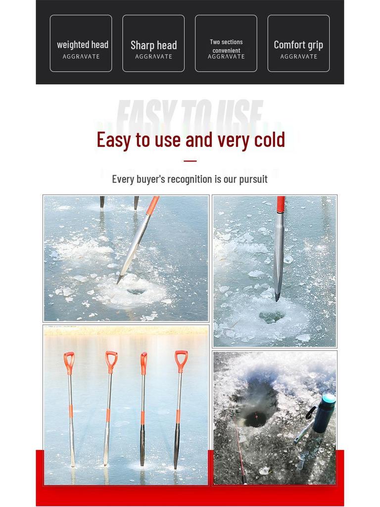 Ice Fishing Multi-Tool: Ice Awl, Chisel, Shovel, and Drill for Winter Icebreaking