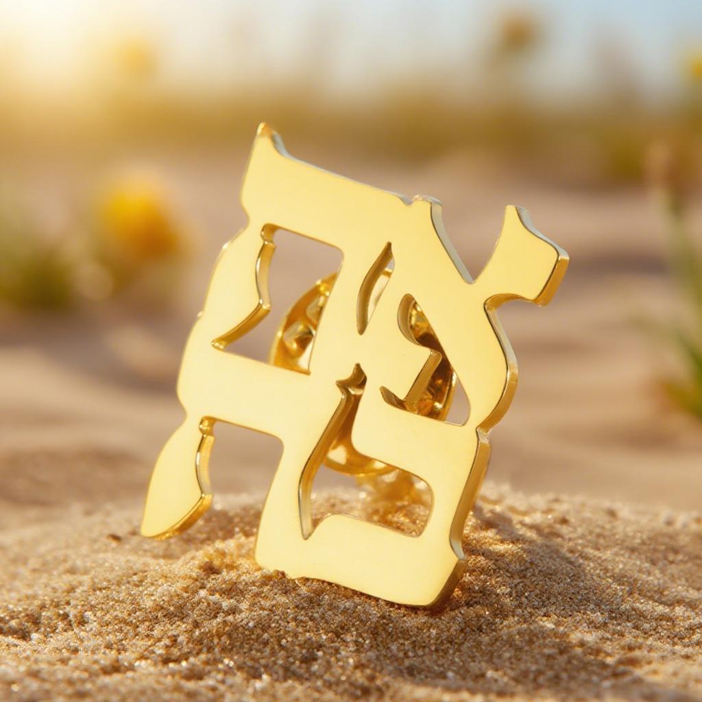 Dawapara Broches de Amor Hebreo Ahava Celebrar el Amor Joyería Judaica Accesorios Minimalistas Joyería de Acero Inoxidable