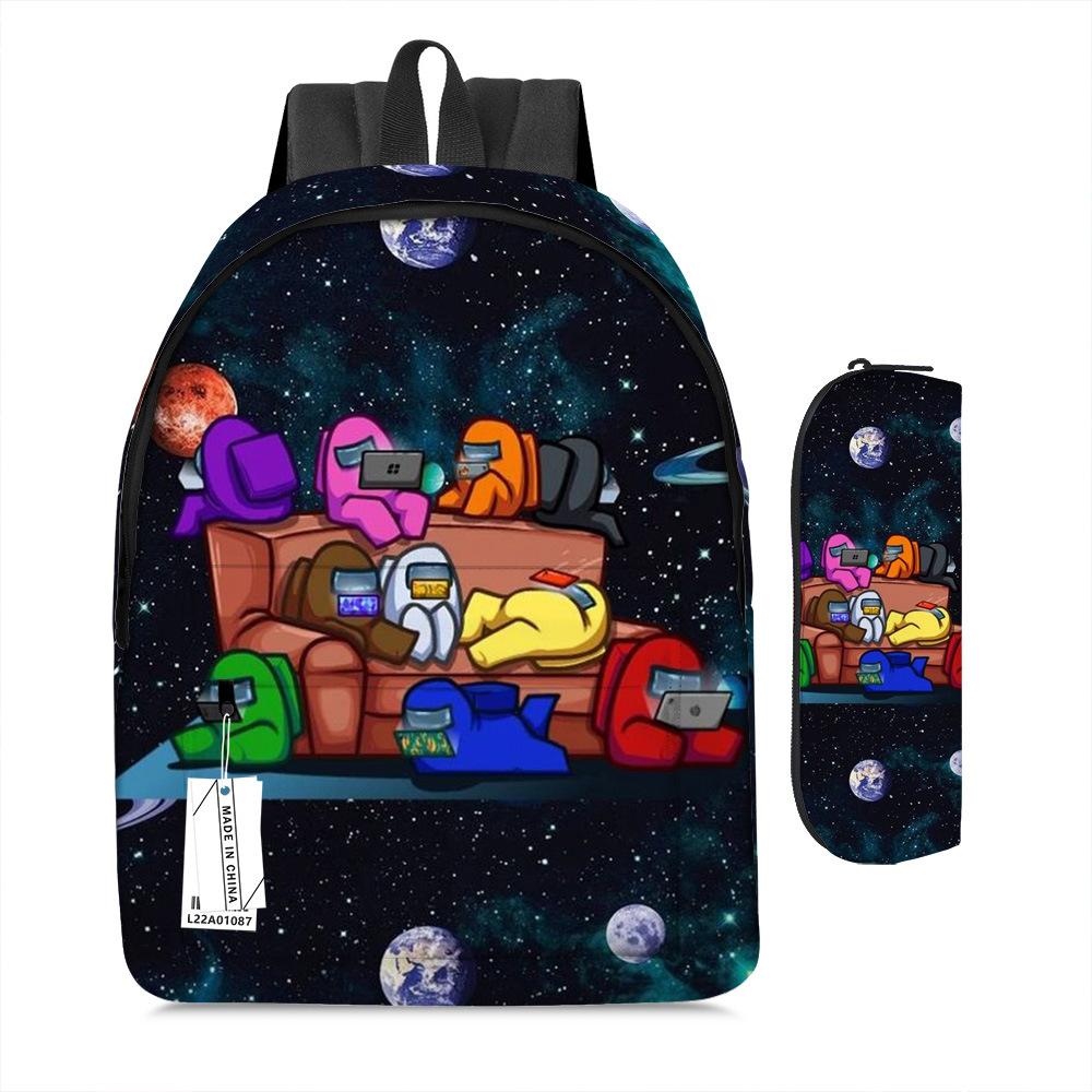Among Us Two-Piece Backpack Space Werewolf Primary And Secondary School Students Cartoon Schoolbag Three-Piece Satchel Pencil Case