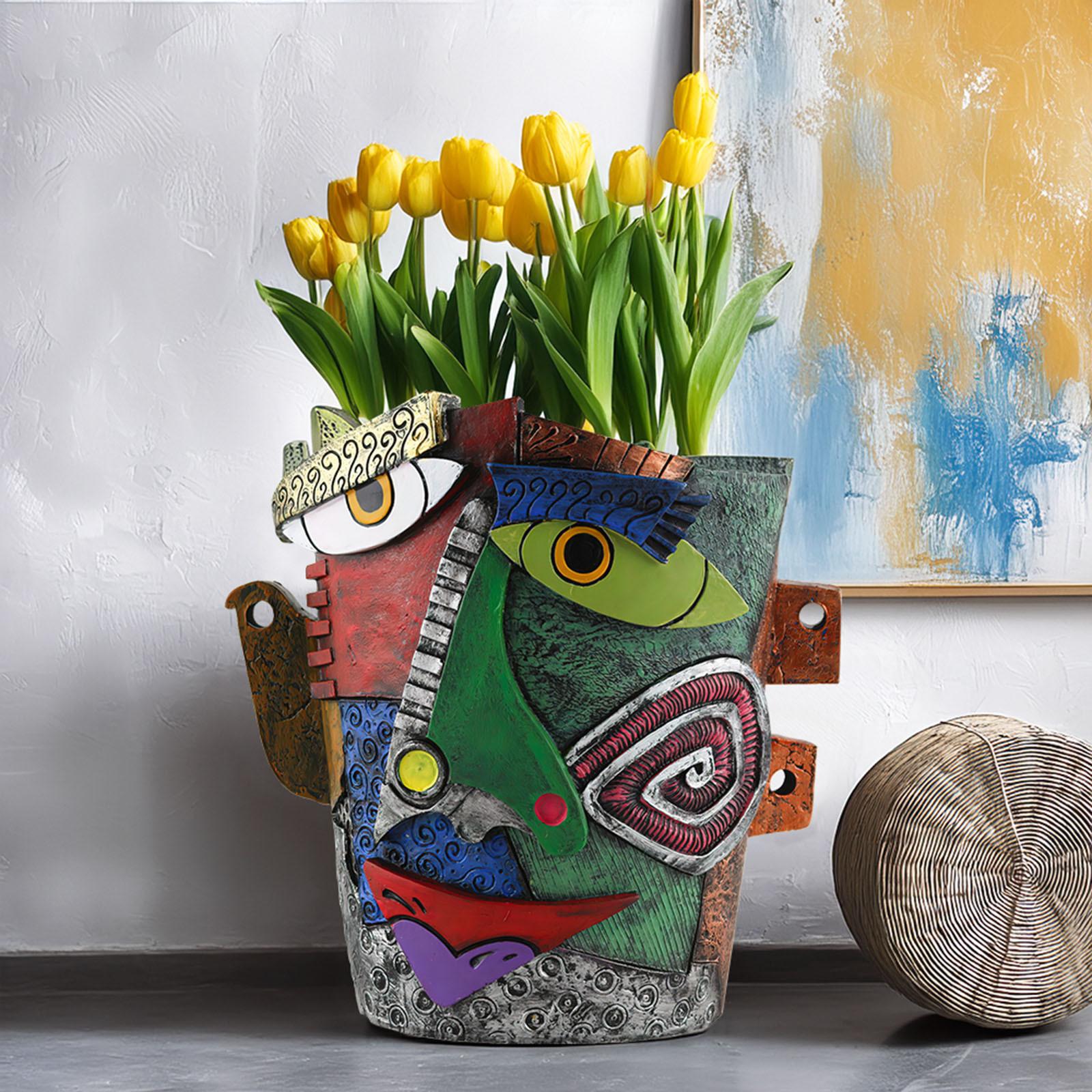 

Abstract Human Head Planter Garden Green Plant Balcony Large Diameter Creative Resin Flower Pot Funny Flower Pot Decoration One Size зелений