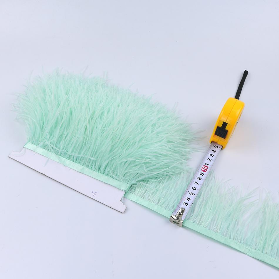 Feather1Meter 8-10cm Ostrich Feather Trim Fringe Ribbon Lake Blue for Dress Clothes Sleeve Decoration Sewing Plumes Fabric Fashion