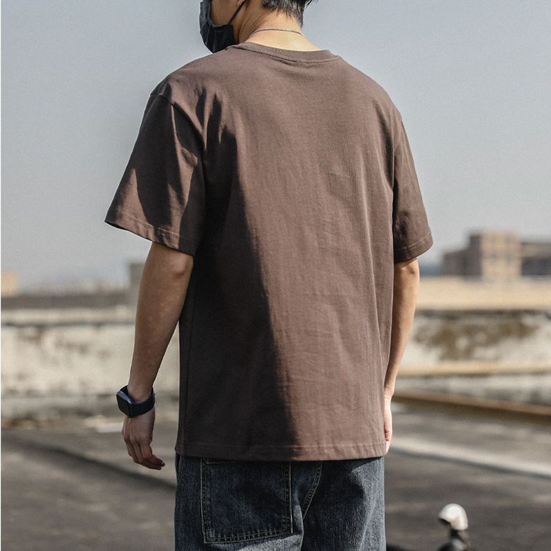 100% Cotton Short-sleeved T-shirt Men's Summer Japanese Ins Trend Tide Retro Half-sleeve Oversized Loose Casual Tops