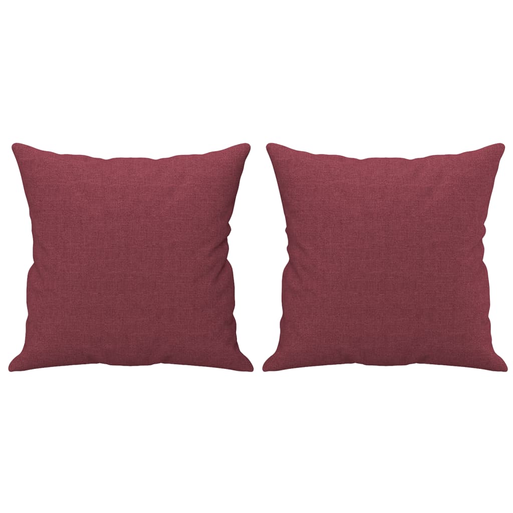 3 Piece Sofa Set with Cushions Wine Red Fabric