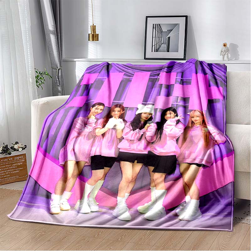 3D Printed Flannel Blanket I-ILLIT Combo K-POP Home Sofa Bed Blanket | Birthday Gift,