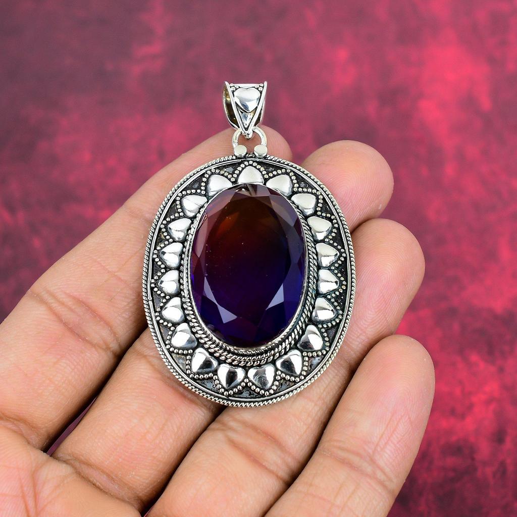 Bi-Color Tourmaline 925 Solid Sterling Silver Pendant, Handmade Gemstone Pendant Jewelry, Gifts For Wife Brand New Pendant