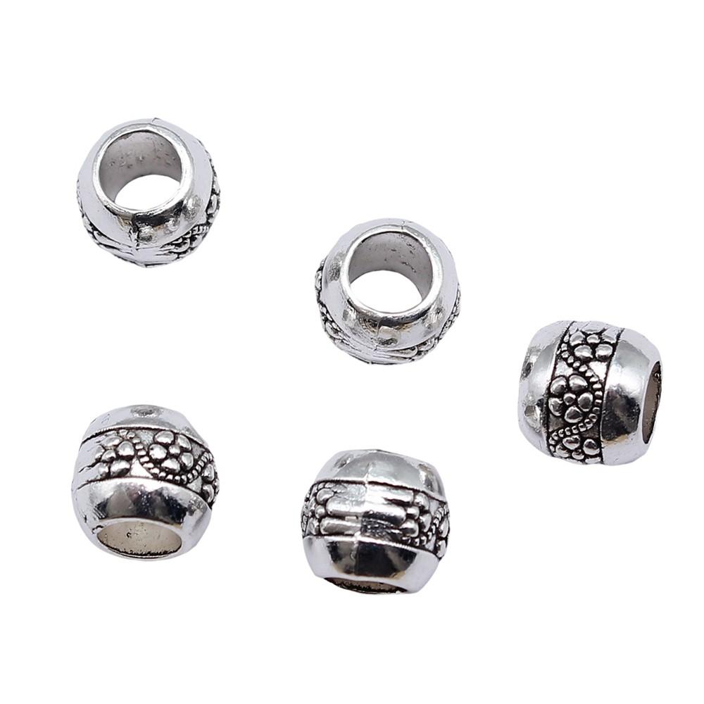 Vintage Floral Pattern Cylinder Beads Antique Style Large Hole Spacers For DIY