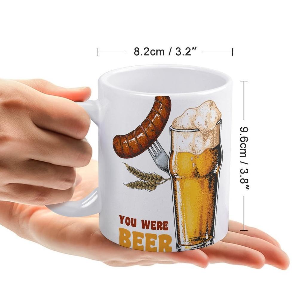 1pc 11oz Ceramic Coffee Mug with Double-Sided Print for Beer Enthusiasts, Daily Use Cup