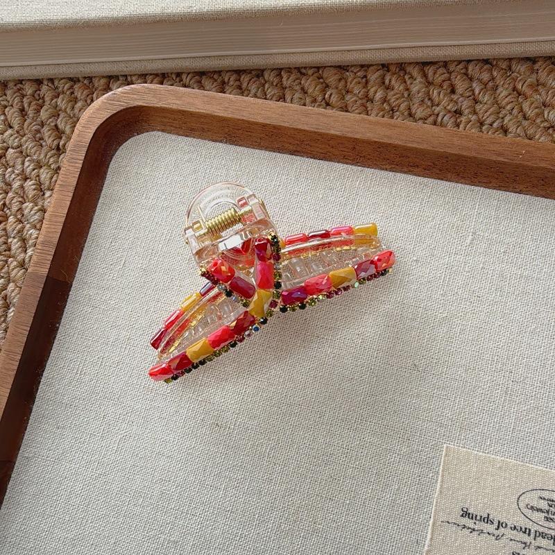 Rainbow Candy-Style Rhinestone Claw Clip, High-End and Exquisite Rear Hair Clip for Women, High Quality