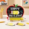 Academic Year Commemorative Board First Day of School Chalkboard Sign, Reusable Wooden Milestone Board, Tabletop Decor for Classroom Memories Back to