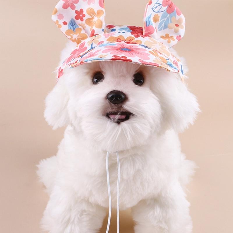 Outdoor Pet Sun Hat Sun Blocking Design Lightweighted Polyester Summer Hat For Dogs Kitten Ventilated Ear Space