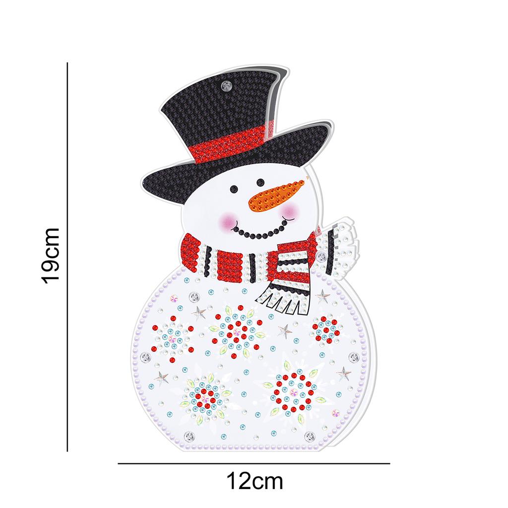 Spesialformet diamantbroderi Snømann 5D DIY Diamantmaling LED-lys Julenissen Diamond Mosaic Julegave