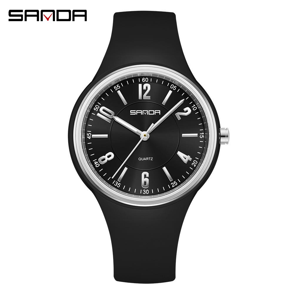 Sanda Men's Silent Quartz Watch: Lightweight, Waterproof, Silicone, Casual, Thin Design, Perfect for Students