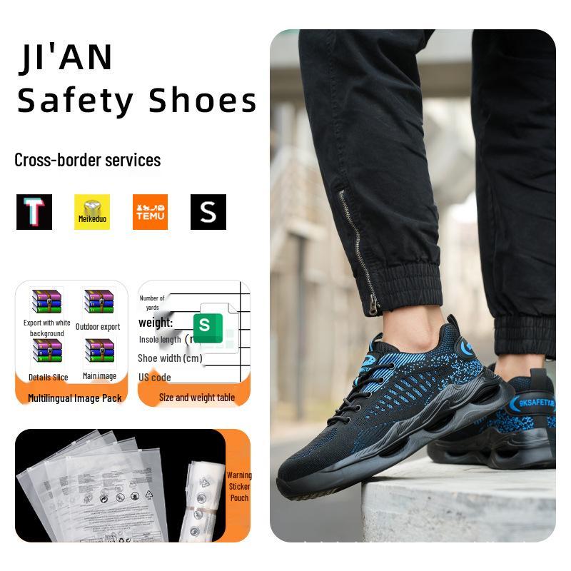 Flyknit Wear-Resistant Steel Toe Work Shoes - Men's Anti-Smash, Anti-Puncture, Soft Sole, Comfortable